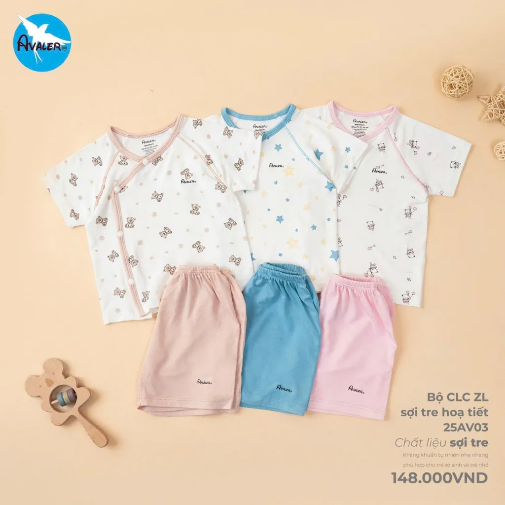 [ AVALER ] Bộ cộc tay cho bé từ newborn đến 9 tháng hãng Avaler